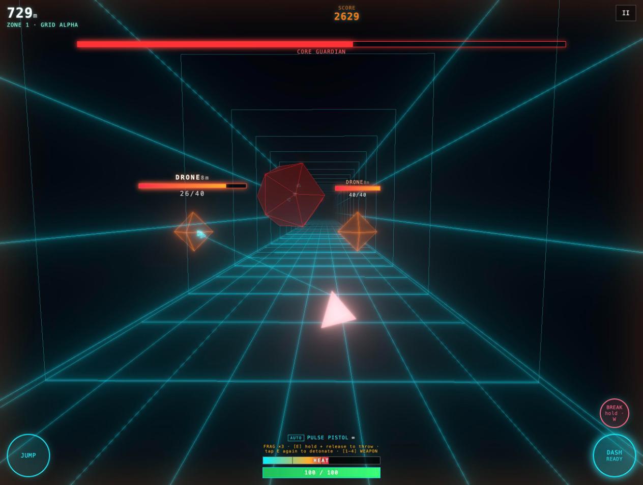 Core Guardian boss fight with its health bar across the top and drones in the corridor